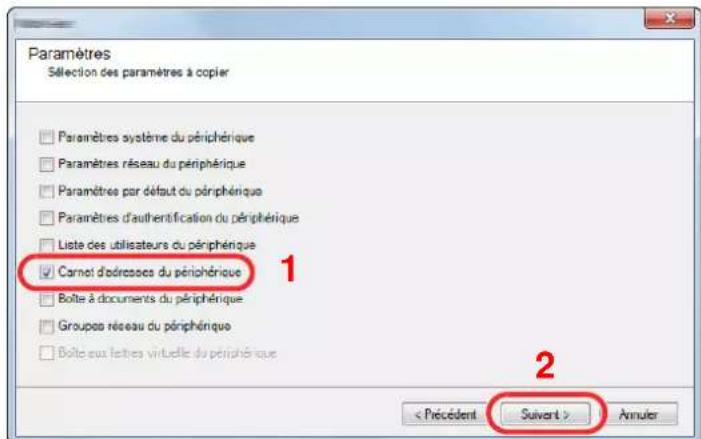 KYOCERA TASKalfa 9002i - Inscription des données du carnet d'adresses sur la machine - 4