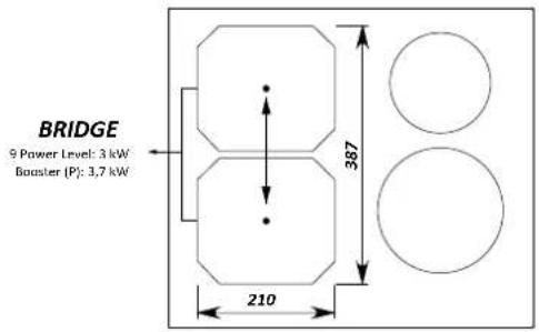 FALMEC Induction Hob 58 cm - РАЗМЕР ПОЛЕЗНОЙ ПЛОЩАДИ - 2