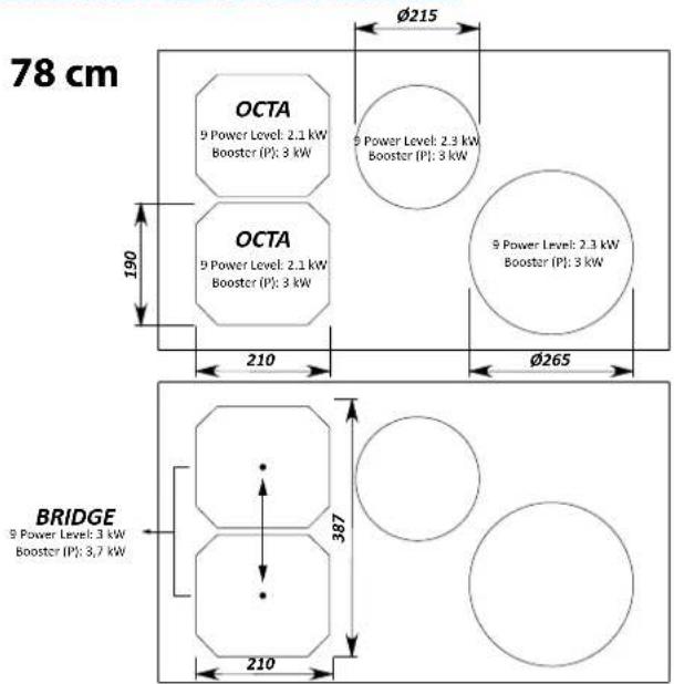 FALMEC Induction Hob 58 cm - SCHEDA TECNICA DEL PRODOTTO PIANO INDUZIONE 78 - 1