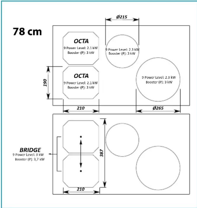 FALMEC Induction Hob 58 cm - PRODUKTDATABLAD INDUKTIONSPLADE 78 - 1