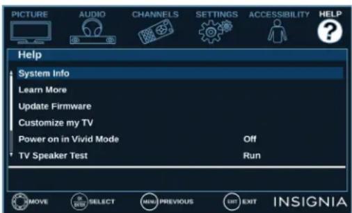 INSIGNIA NS32D310NA21 - Utilisation du menu AIDE - 1