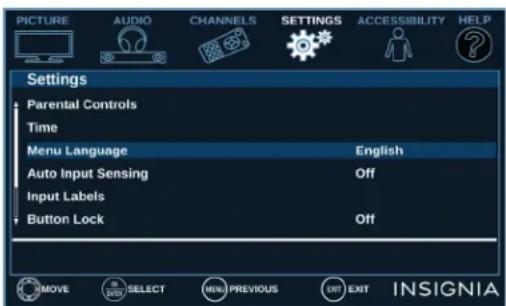 INSIGNIA NS32D310NA21 - Réglage de la configuration des menus - 1