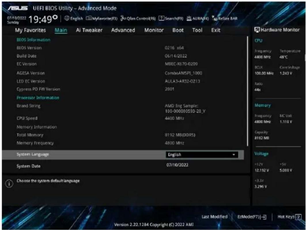 ASUS PRIME B650MA - Main Menu (Principal) - 1