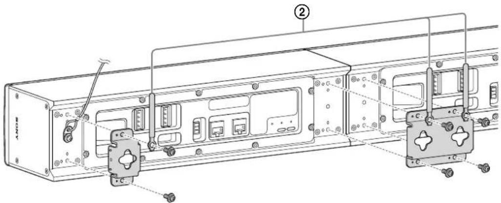 SONY SLS1A - Befestigen Sie die Lautsprecherhalterung mit einer 4×10-Schraube mit Unterlegscheibe an der Rückseite des Lautsprechers. - 2
