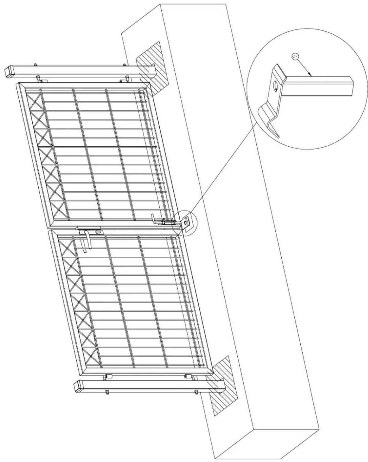 Hortus 111413 - Double gate panel fence X - Dobbelt läge panelhegn X Dubbel grind panelstängsel X - Kaksoisportti elementtiaita X - 17
