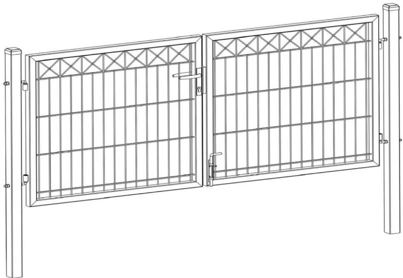 Hortus 111413 - Double gate panel fence X - Dobbelt läge panelhegn X Dubbel grind panelstängsel X - Kaksoisportti elementtiaita X - 1
