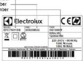 ELECTROLUX EAF5CG - KUNDEPLEJE OG SERVICE - 1