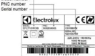 ELECTROLUX EAF5CG - SERVICE ET ASSISTANCE à LA CLIENTÉLE - 1