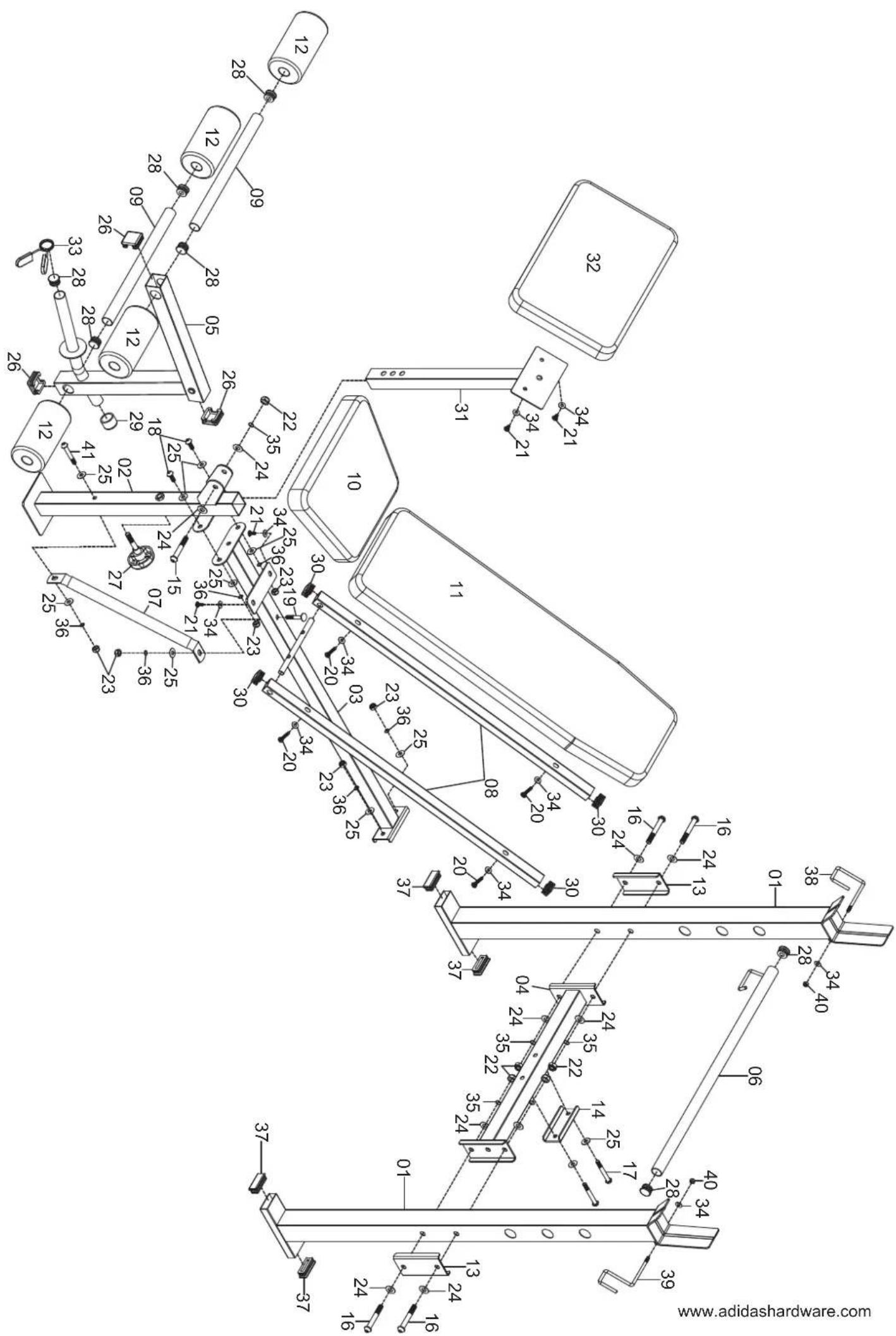 Technical schematic diagram of a mechanical assembly with numbered components and directional arrows indicating assembly paths or forces.