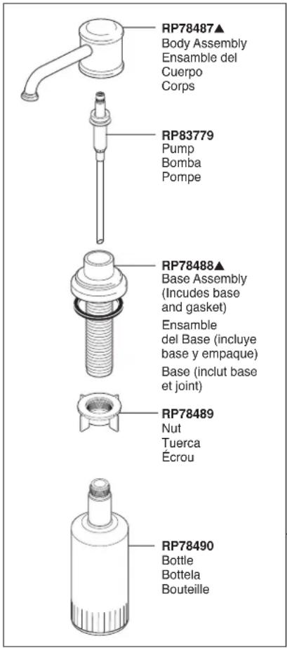 Brizo Artesso - Installation du distributeur de savon (Ilivable séparation seulement - RP75675, préciser le - 3
