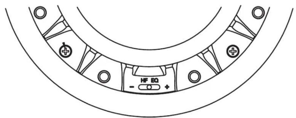 GoldenEar Invisa 850 - Réglage du contrôle d'égalisation haute fréquence du haut-parleur Invisa (commutateur HF EQ) - 1