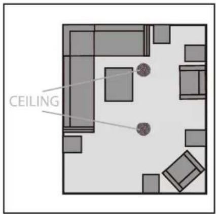 GoldenEar Invisa 850 - Positionnement des haut-parleurs de plafond Invisa® pour l'audio distribué - 1