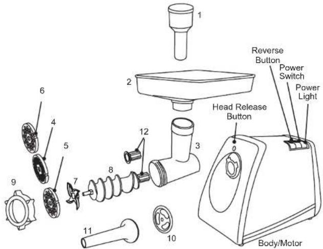 Weston 330801W - Hache-viande /poussoir a saucisses electrique NO.8 - 2