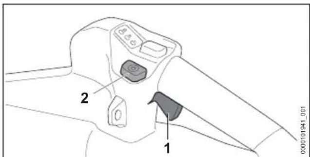 STIHL BGA 250 - Activating and deactivating the power lock - 1
