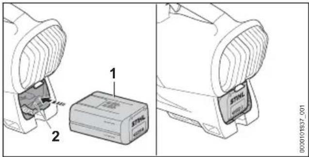 STIHL BGA 250 - Accu plaatsen - 1