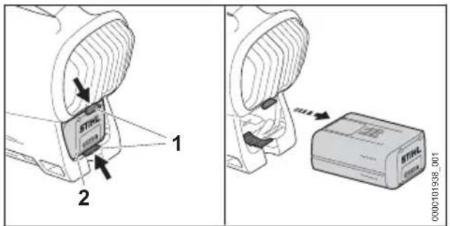 STIHL BGA 250 - Removing the battery - 1