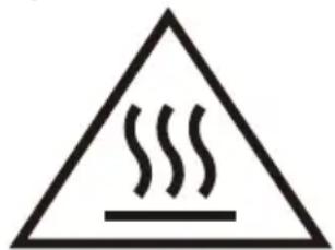 Warning symbol with steam inside a triangle, indicating heat or smoke hazard