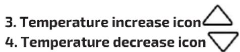 3. Temperature increase icon 4. Temperature decrease icon