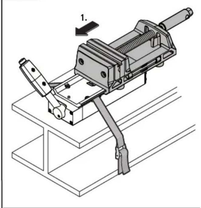 Fein VersaMAG - Fastening the vise to the permanent magnet (figure 7). - 1