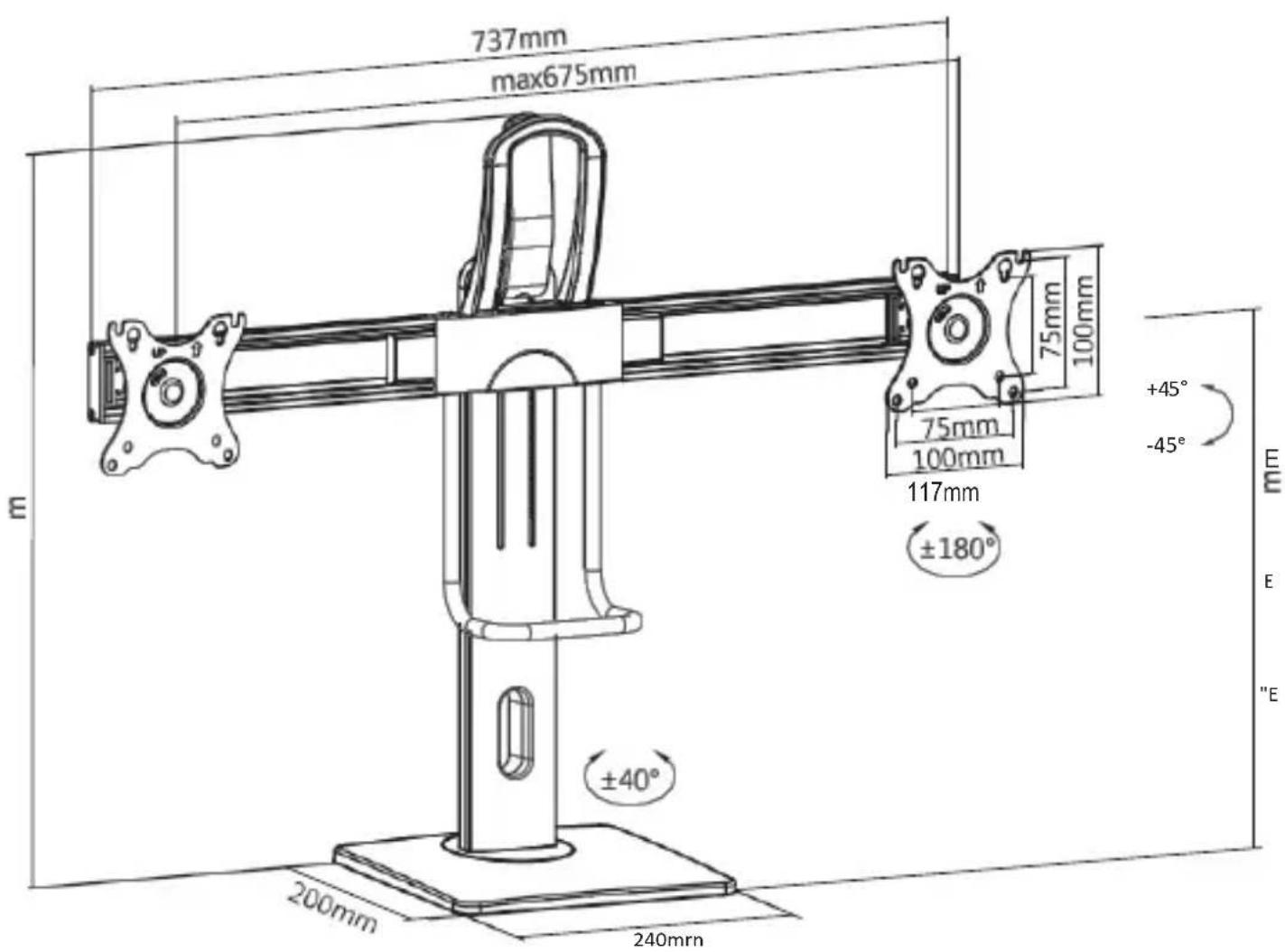 StarTech.com 2MC1SMONITORSTAND - Diagrammes du produit - 2