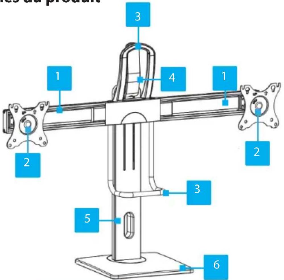 StarTech.com 2MC1SMONITORSTAND - Diagrammes du produit - 1