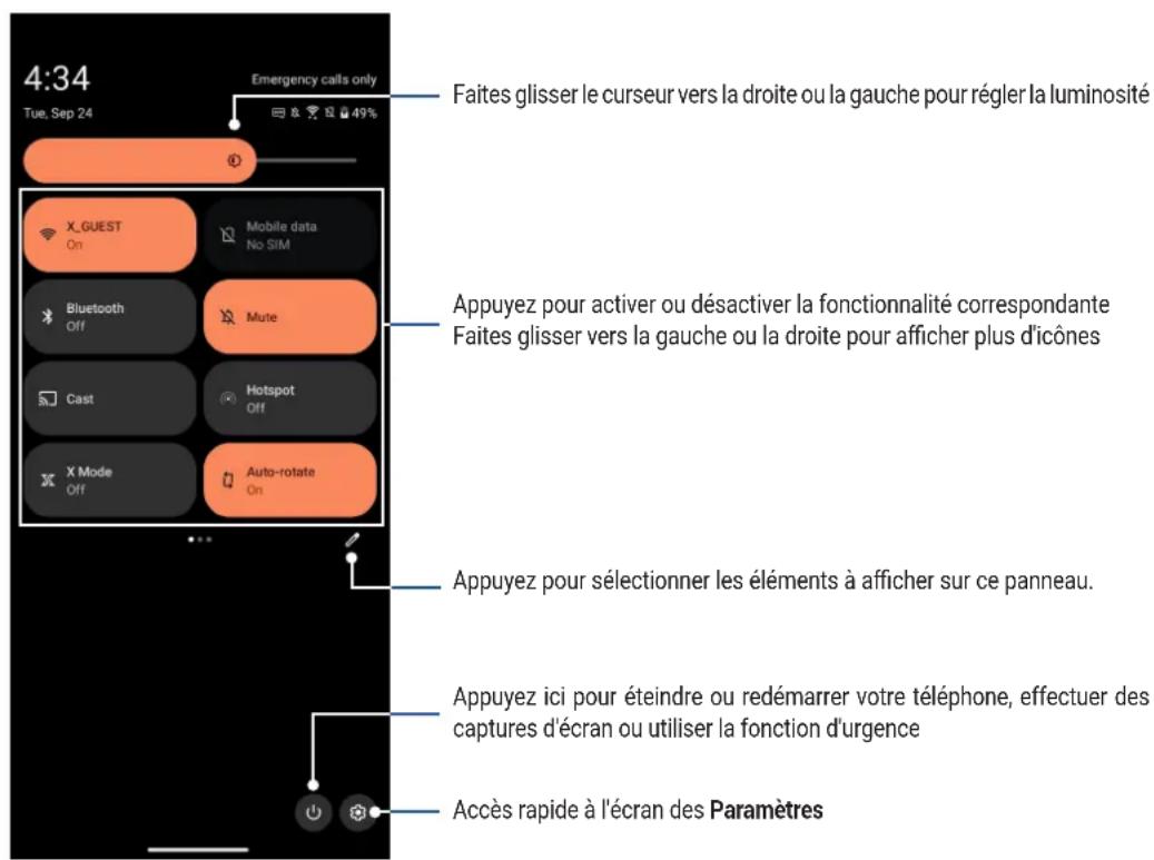 ASUS ROG Phone 9 - Réglages rapides - 1