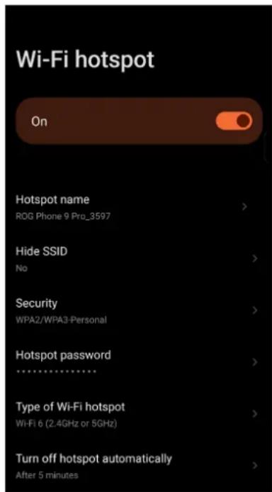 ASUS ROG Phone 9 - Partage de connexion WiFi - 1