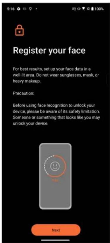 ASUS ROG Phone 9 - Configurer le déverrouillage par reconnaissance faciale à partir du menu des paramètres - 4