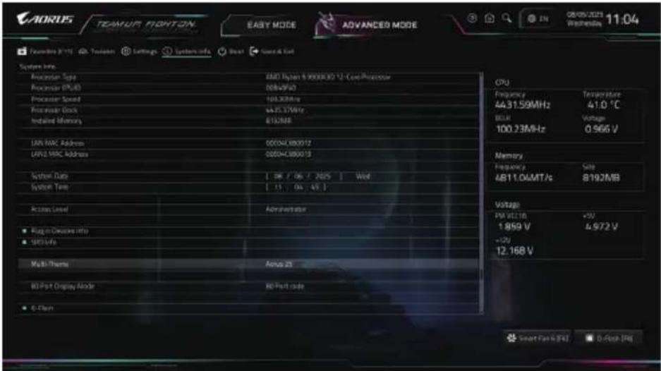 GIGABYTE X870I AORUS PRO ICE - System Info.（系统信息） - 1