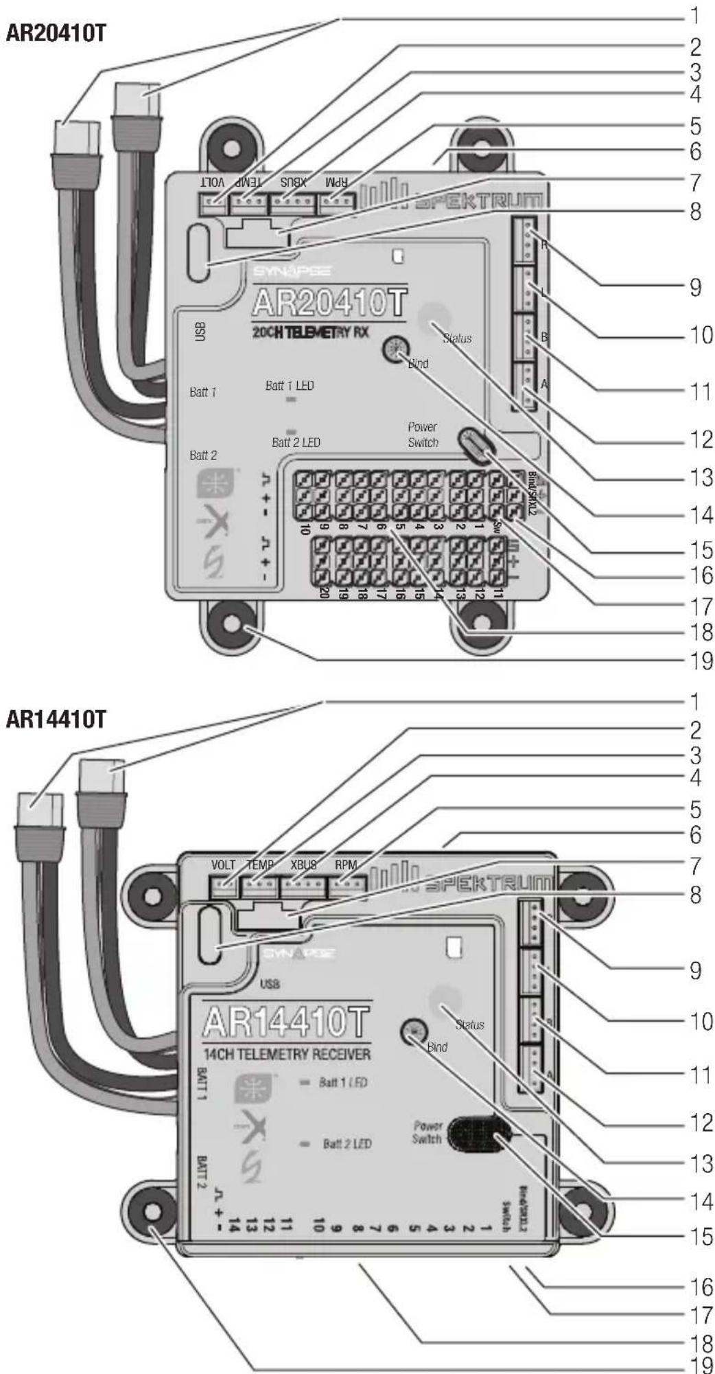 SPEKTRUM AR10410T - Receiver Diagrams - 1