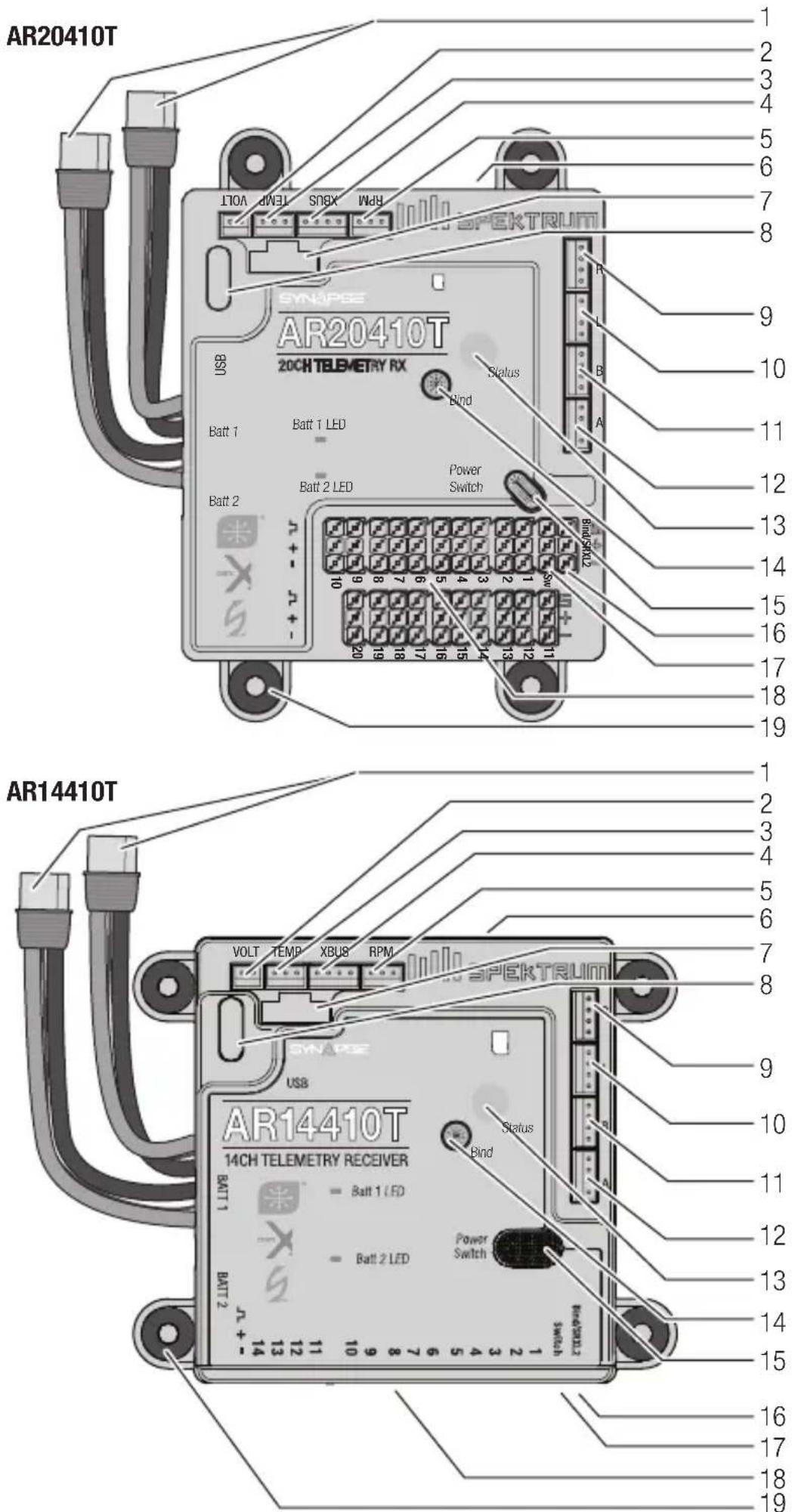 SPEKTRUM AR14410T - Receiver Diagrams - 1