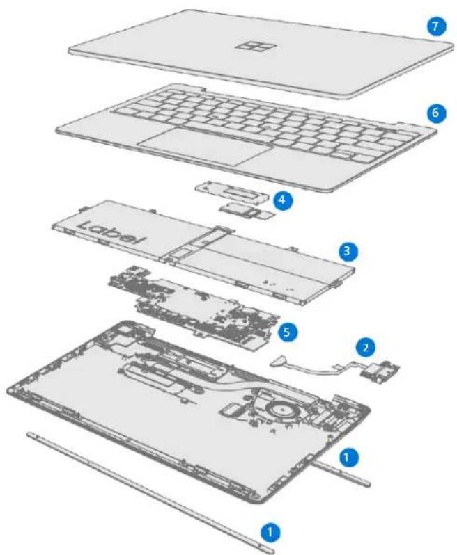 MICROSOFT Surface Laptop Go 3 - Liste illustrée des pieces de rechange - 1