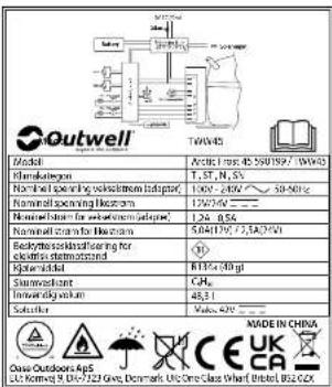 Outwell Arctic Frost 45 - TEKNISK INFORMASJON - 2