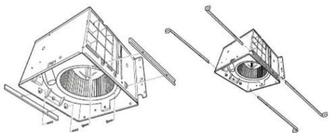 NuTone QTXEN150FLT - 1b. Mount housing anywhere between trusses, joists, or I-joists using hanger bars. - 1