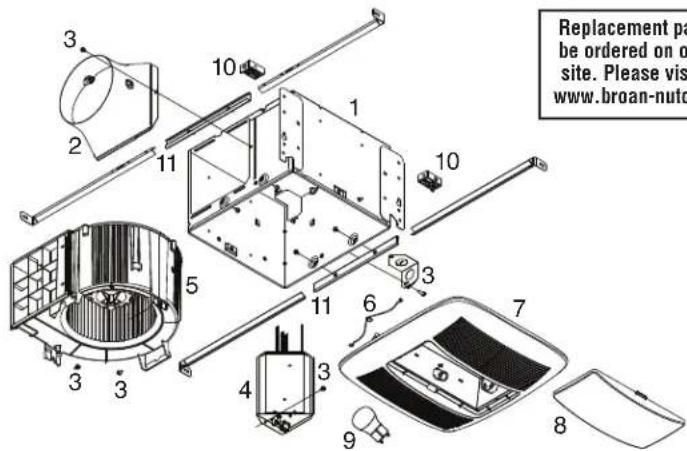 NuTone QTXEN150FLT - SERVICE PARTS - 1