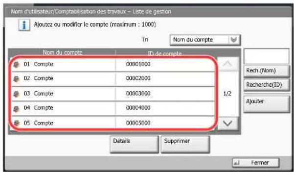 KYOCERA TASKalfa 7551ci - Modifier un compte. - 1