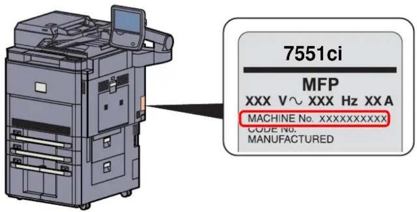 KYOCERA TASKalfa 7551ci - Vérification du numéro de série de l'équipement - 1