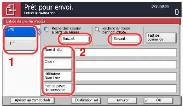 KYOCERA TASKalfa 7551ci - Entre les informations de la destination. - 1