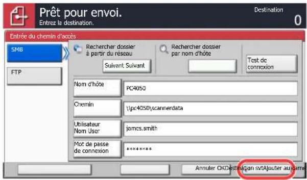 KYOCERA TASKalfa 7551ci - Accepter la destination. - 1