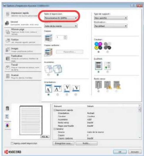 KYOCERA TASKalfa 7551ci - Réglage du format de papier d'impression. - 1