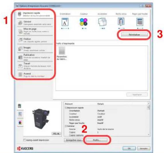KYOCERA TASKalfa 7551ci - Écran des paramètres d'impression du pilote d'imprimante - 1