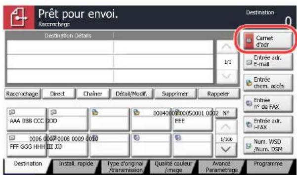 KYOCERA TASKalfa 7551ci - Dans l'écran de base de la fonction envoi, appuyer sur [Carnet d'adr]. - 1
