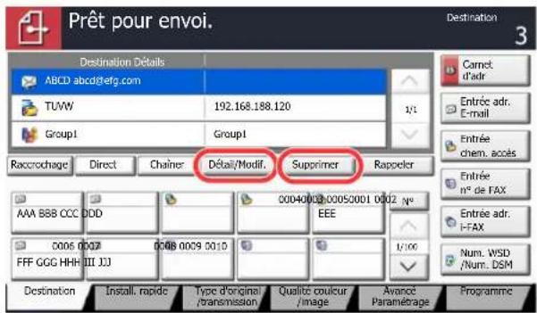 KYOCERA TASKalfa 7551ci - Vérifier et modifier la destination. - 1