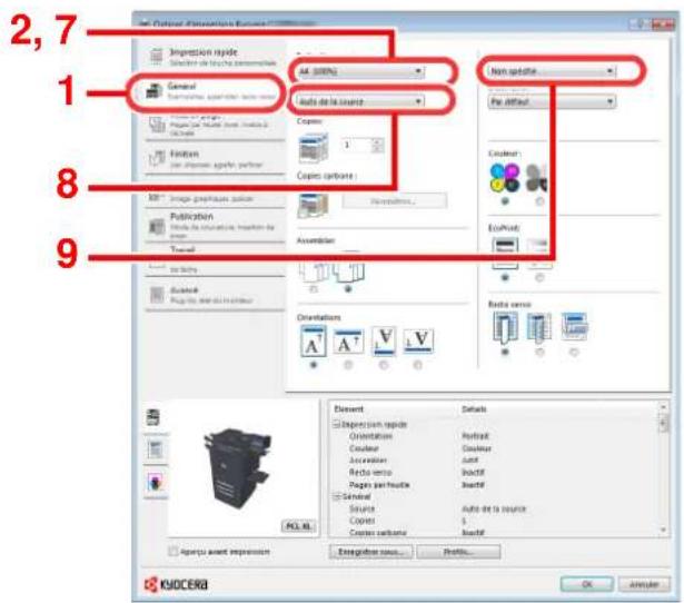 KYOCERA TASKalfa 7551ci - Enregistrer le format de papier. - 1