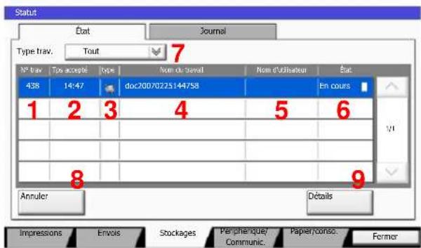KYOCERA TASKalfa 7551ci - Écran État Stockages - 1