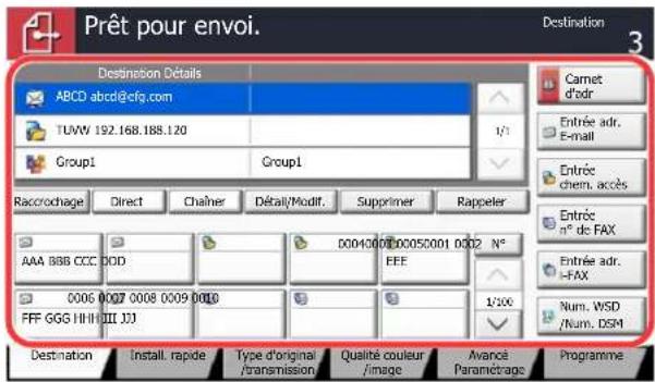KYOCERA TASKalfa 7551ci - Sélectionner la destination. - 1