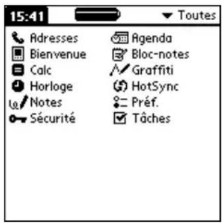 PALM m105 - Pour modifier l'affichage de l'écran Applications : - 1