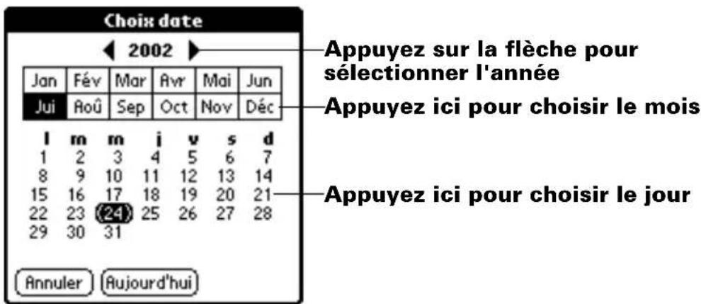PALM m105 - Pour régler l'heure et la date : - 2