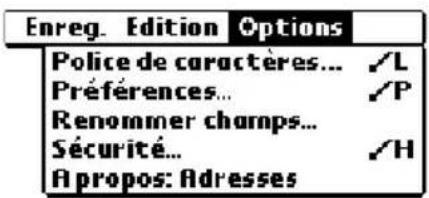 PALM m105 - Menus Options - 1