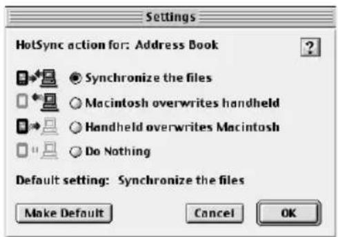 PALM m105 - Pour personnaliser les paramètres de l'application HotSync sur un Macintosh : - 2